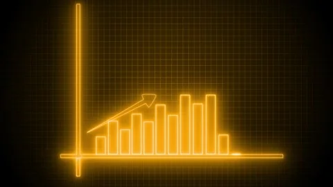 High Tech Data Visualization with Neon Bars, Neon Bar Chart with Upward Trend Video stock 318100992