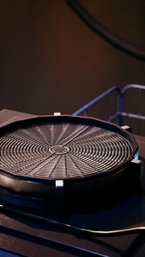 High tech device on futuristic work surface with equipment in background Stock Footage 329679870