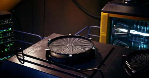 High tech device on futuristic work surface with equipment in background Stock Footage 329934651