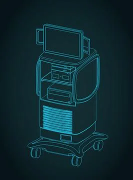 High tech diagnostic workstation isometric blueprint Stock Illustration