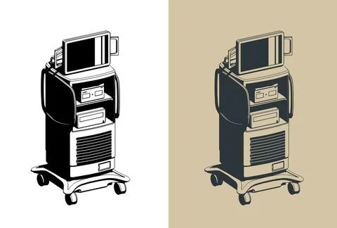 High tech diagnostic workstation isometric illustrations Stock Illustration