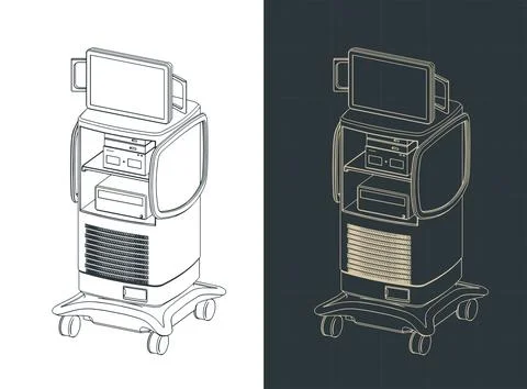 High tech diagnostic workstation isometric technical drawings Stock Illustration