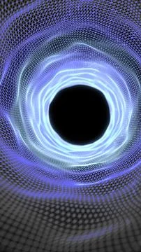 High-tech digital 3D tunnel with glowing blue plexus effect. Illustrazione stock