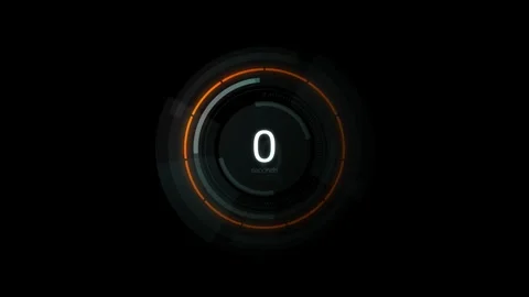 High-tech digital countdown energy timer on dark background. Stock Footage 244413268