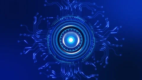 High tech digital Cyber eye technology science Hud elements Animation. vision Stock Footage 333970287