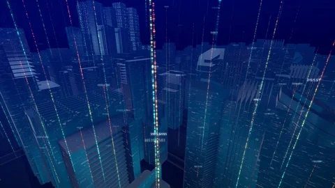 High-Tech Digital Data City Buildings 01 動画素材 91800587