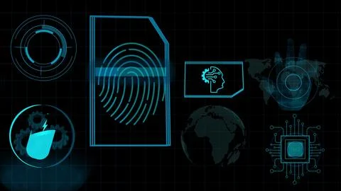 High-tech digital data concept different information showing on display. Stock Illustration