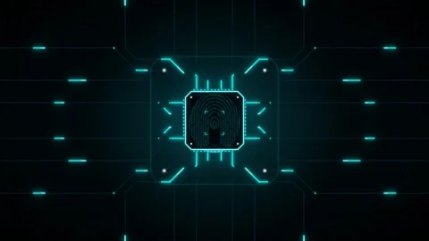 High-tech digital fingerprint sensor embedded in a glowing circuit board wi.. 動画素材 335826448