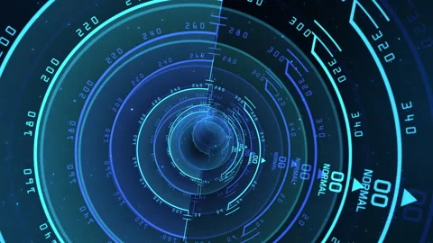 High Tech Digital Tunnel With Blue Circular Interface Design Stockbeeldmateriaal 305850131