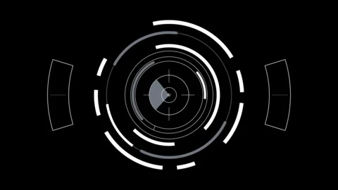 High tech digital white hud elements rotating on a black background. these .. Stock Footage 347933892