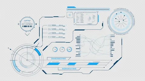 High-tech display design with data processing animation 스톡 동영상 302449289
