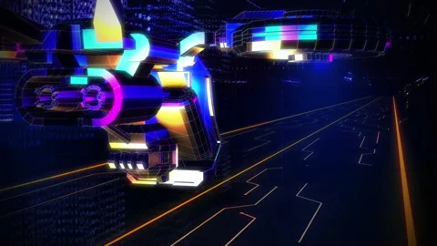 High-tech Drone Traveling Through Space Tunnel. Surreal World. Computer Graphics Stock Footage 150241042