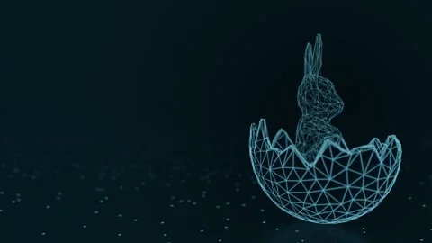 High-tech Easter theme background, showcasing a rabbit in an egg in plexus .. Stock Footage 264040552