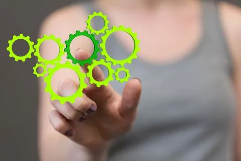 High tech eco green infinity computer technology concept Stock Photos