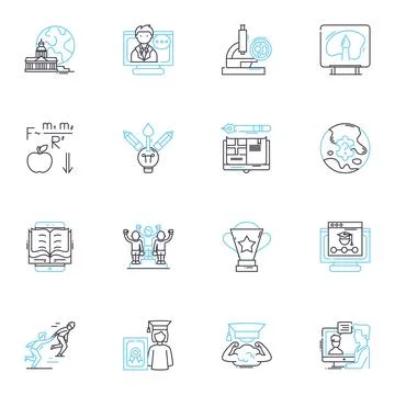 High-tech educational facility linear icons set. Innovative, Smartboards Stockillustratie