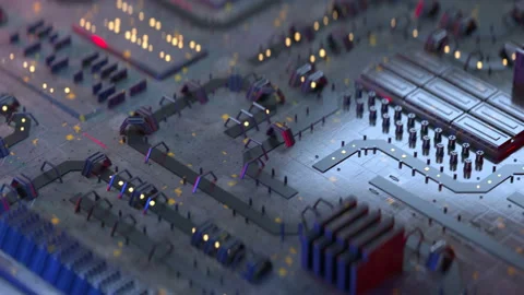 High tech electronic board seamless loop 3D render animation Stock Footage 120762389