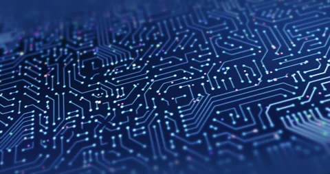 High Tech Electronic Circuit Board. Electrical Signals Flowing. Loop Stock Footage 140649652