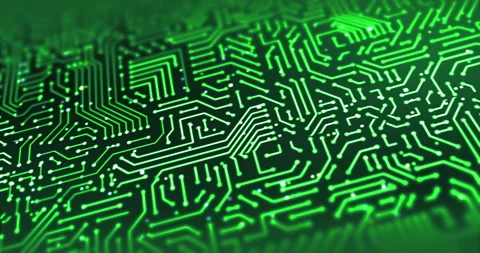 High Tech Electronic Circuit Board. Electrical Signals Flowing. Loop Stock Footage 140675030