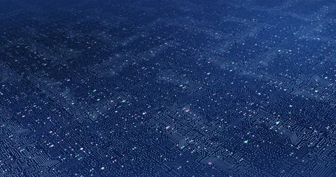 High Tech Electronic Circuit Board. Electrical Signals Flowing. Perfect Loop Stock Footage 154499409
