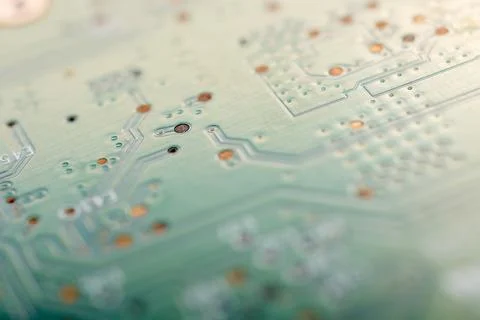 High tech electronic circuit board close up Stock Photos