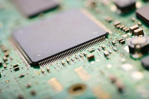 High tech electronic circuit board close up Foto stock