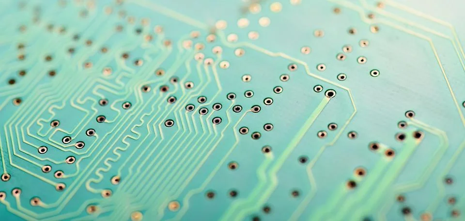 High tech electronic circuit board close up Foto stock