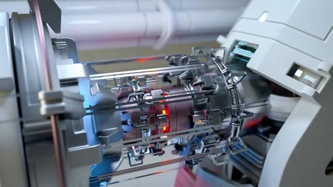 High tech engine mechanism rotating Video stock 139211581