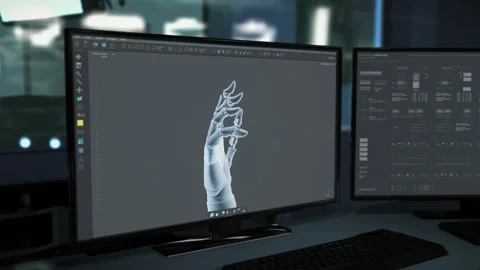 High Tech Engineering Cybernetics Prototype By Assembling Parts Of Robot Hand Stock Footage 319267356