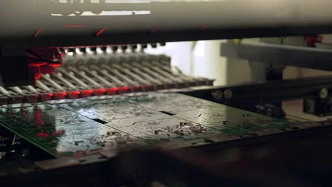  High-tech equipment for assembling chips at the factory. Stock Footage 234139813