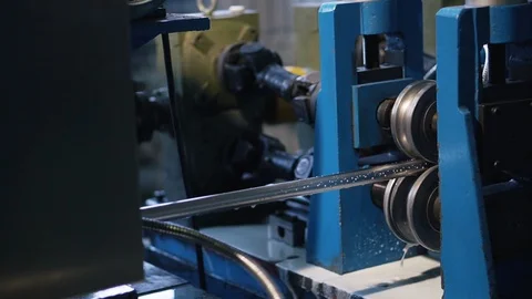 High-tech equipment in automatic factory makes metal products without people Stock Footage 115935585