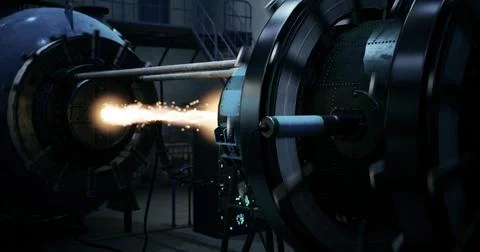 High tech equipment demonstrating rocket propulsion in a laboratory setting Stock Illustration