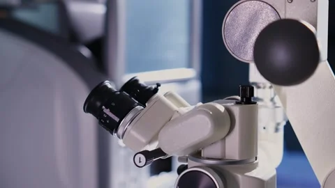 High-tech equipment for ophthalmic surgery close-up. Stockbeeldmateriaal 265017112