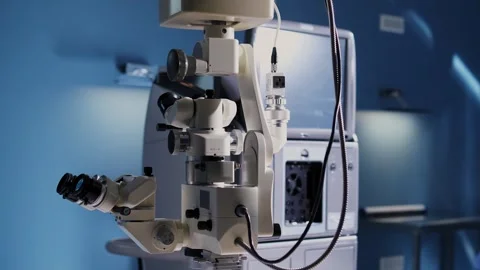 High-tech equipment for ophthalmic surgery close-up. Stockbeeldmateriaal 265017534