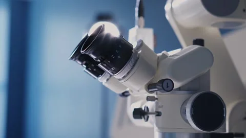 High-tech equipment for ophthalmic surgery close-up. Stockbeeldmateriaal 265017535
