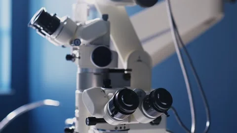 High-tech equipment for ophthalmic surgery close-up. Stockbeeldmateriaal 265017536