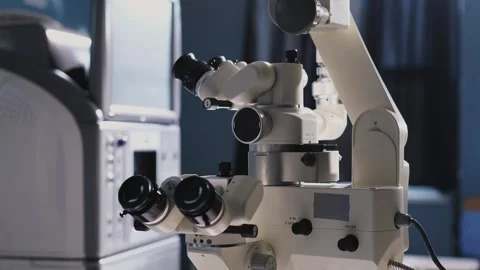 High-tech equipment for ophthalmic surgery close-up. Stockbeeldmateriaal 265017652
