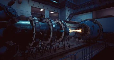 High tech experimental reactor showcasing advanced energy generation techniqu Illustrazione stock