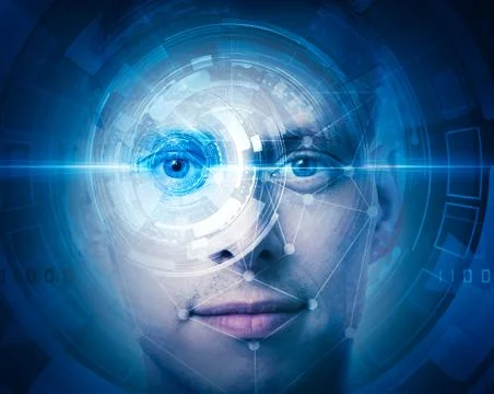 High tech face scan Stock Photos