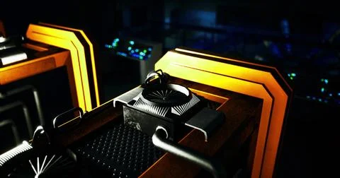 High tech facility displays advanced industrial equipment Illustrazione stock