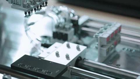 High Tech Factory Production Line Manufacturing Electronic Chips 4K Stock Footage 346395210