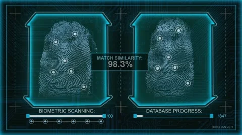 High Tech Fingerprint Scanning / Pattern Matching Biometric System Stock Footage