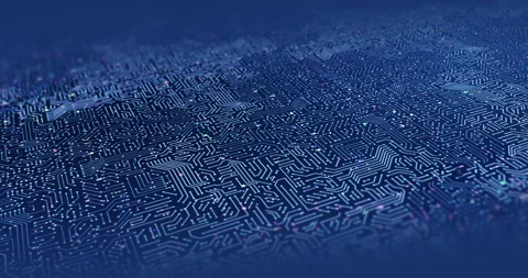 High Tech Futuristic AI Processor. Processing Data In Real Time. Loop Stock Footage 140660145