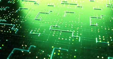 High Tech Futuristic AI Processor. Processing Data In Real Time. Stock Footage 158409789