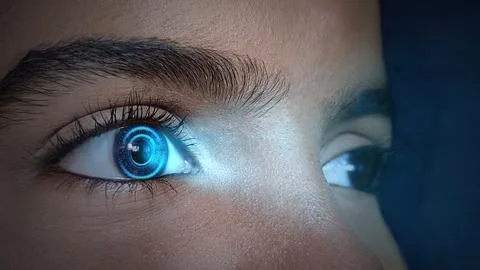 High-tech futuristic eye with light rays Stock Illustration