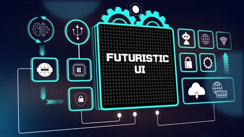High tech futuristic ui hud overlay for smart application tutorials, digita.. Stock Footage 330671107
