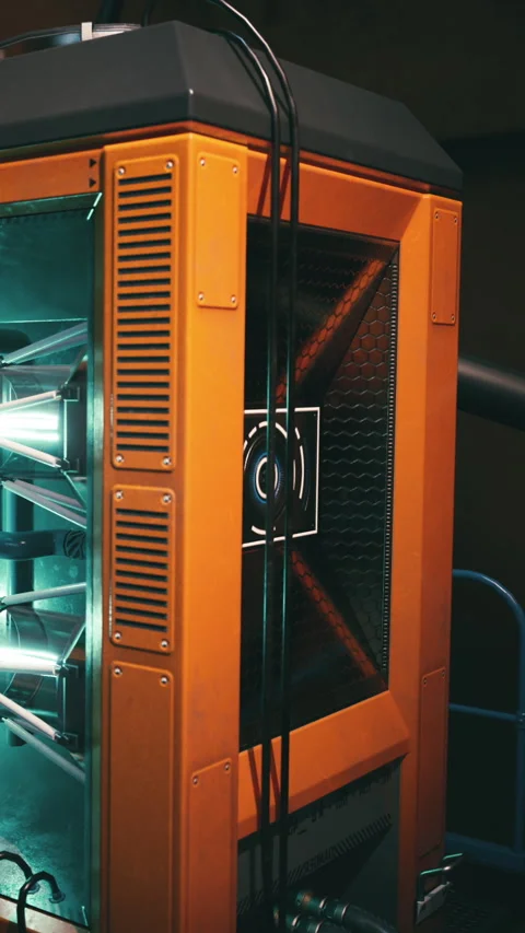 High tech gaming machine with bright lights at an arcade location Stock Footage 342150057