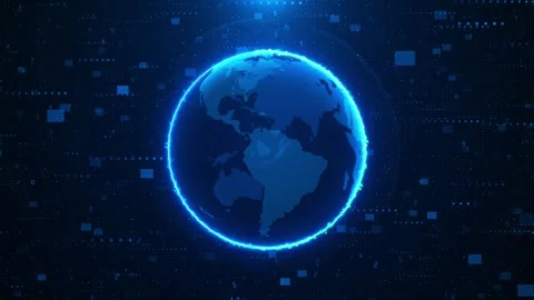 High Tech Global Map Digital Connections, Futuristic World Map world globe Stock Footage 312433397
