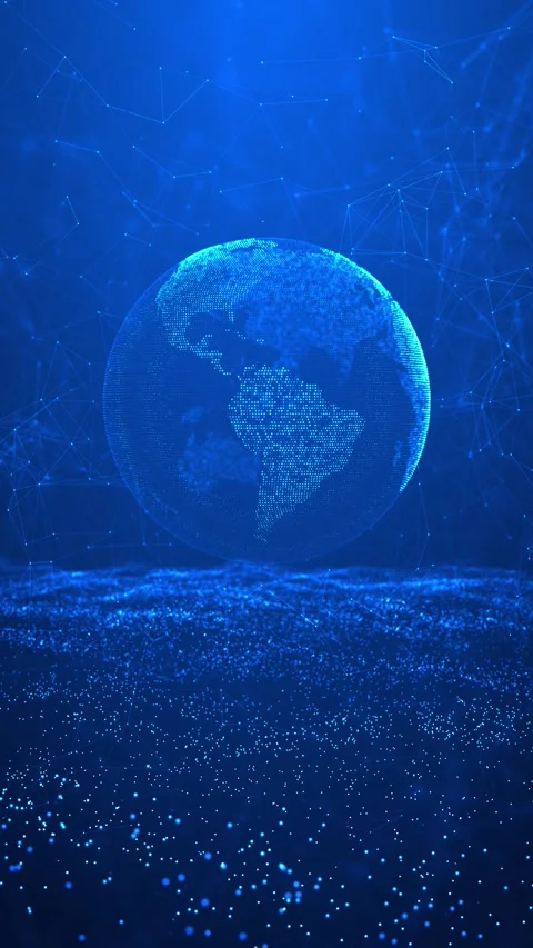 High Tech Global Map Digital Connections, Futuristic World Map world globe Stock Footage 313653380