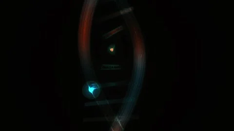High tech Glowing Digital Dna Helix Motion Graphic with Particles on Dark B.. Stock Footage 343728179