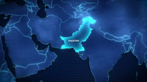 High Tech Glowing Map Of Pakistan With Pulsating Highlight Stock Footage 336570865